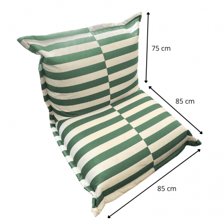 Pouf extérieur rayures - Vert - Dimensions