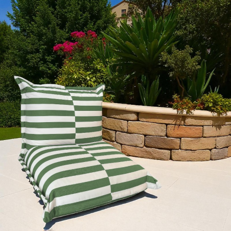 Pouf extérieur rayures - Vert