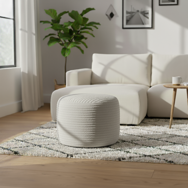 Repose-pieds déhoussable en velours côtelé 50 x 30 cm