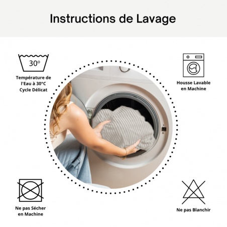 Repose-pieds déhoussable en velours côtelé 50 x 30 cm