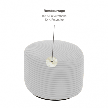 Repose-pieds déhoussable en velours côtelé 50 x 30 cm