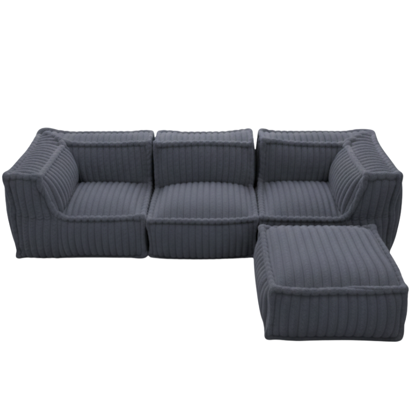 Canapé modulable 4 places avec méridienne en Fourrure côtelée