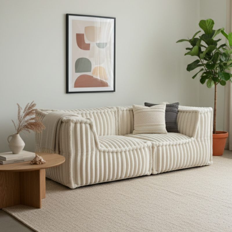 Canapé modulable 2 places en Fourrure côtelée 90x180 cm