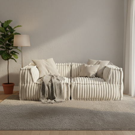 Canapé modulable 2 places en Fourrure côtelée 90x180 cm