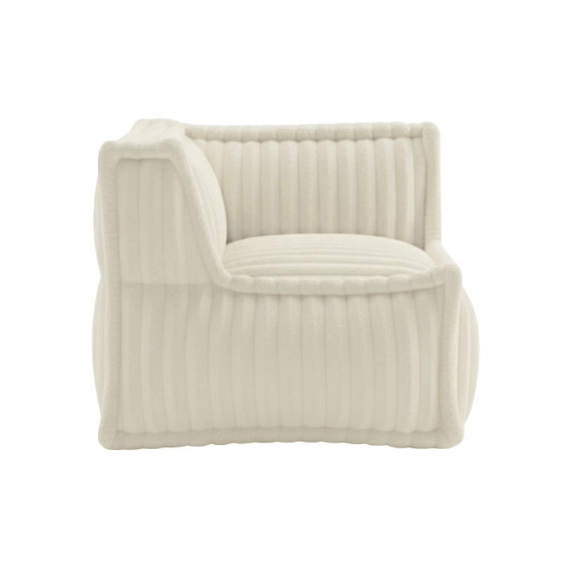 Module d’angle droit pour canapé modulable en fourrure côtelée 90x90 cm