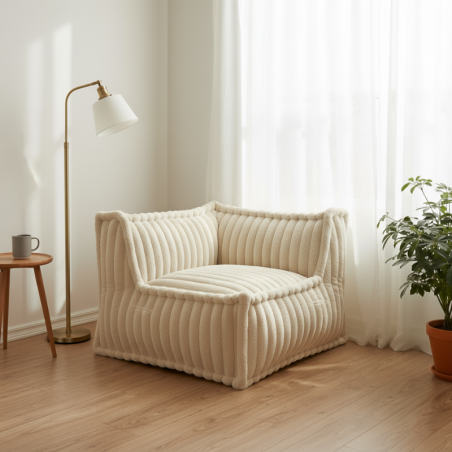 Module d’angle droit pour canapé modulable en fourrure côtelée 90x90 cm