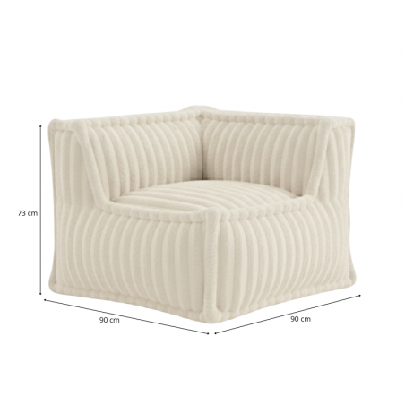 Module d’angle droit pour canapé modulable en fourrure côtelée 90x90 cm