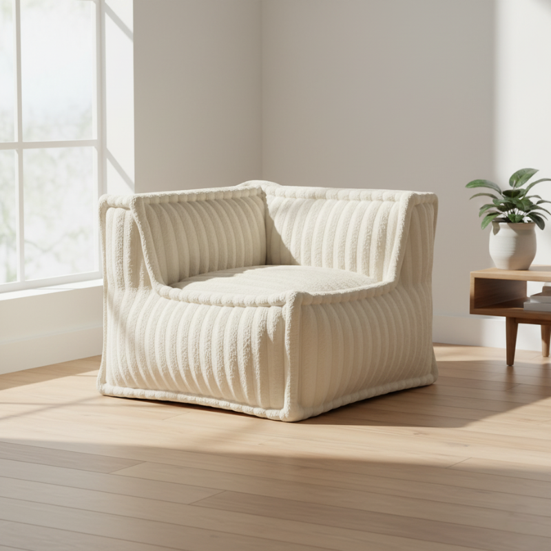 Module d’angle droit pour canapé modulable en fourrure côtelée 90x90 cm