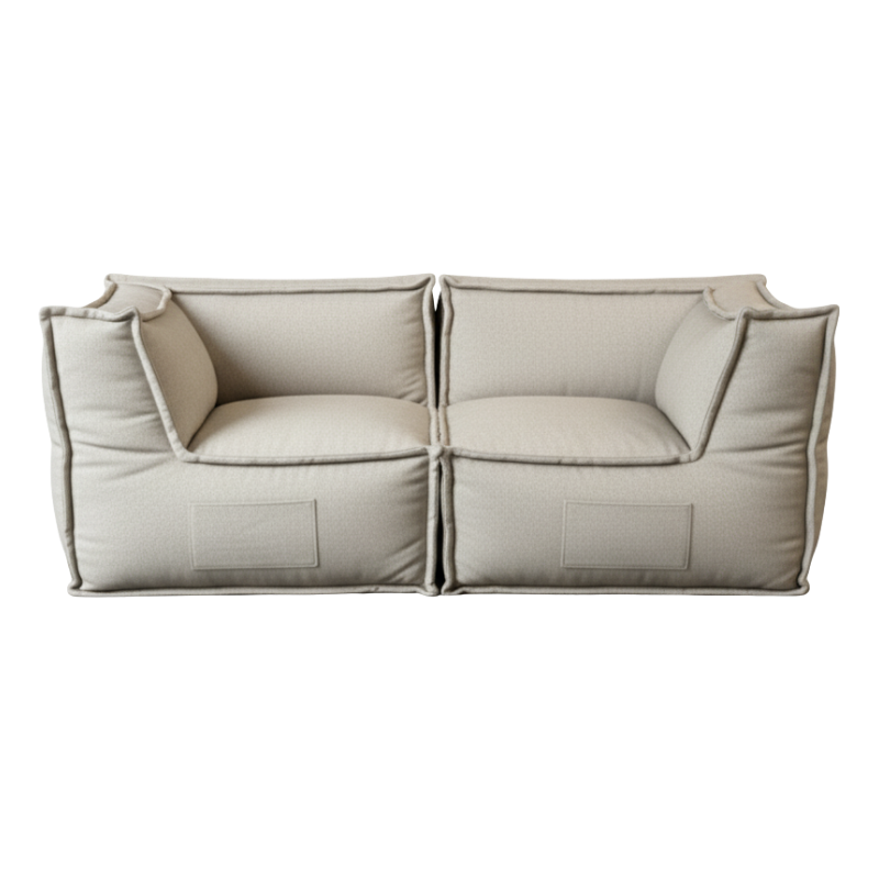 Canapé modulable 2 places en effet lin 90x180 cm