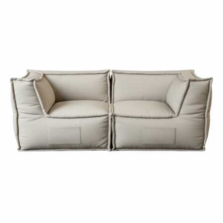 Canapé modulable 2 places en effet lin 90x180 cm