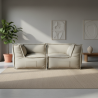 Canapé modulable 2 places en effet lin 90x180 cm