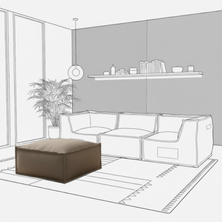 Pouf méridienne pour canapé modulable en effet lin 80x60x38 cm