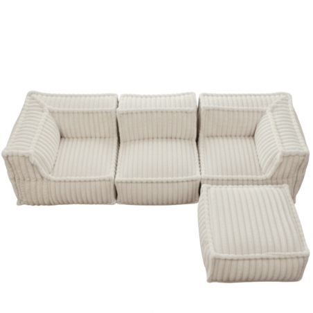 Canapé modulable 4 places avec méridienne en Fourrure côtelée