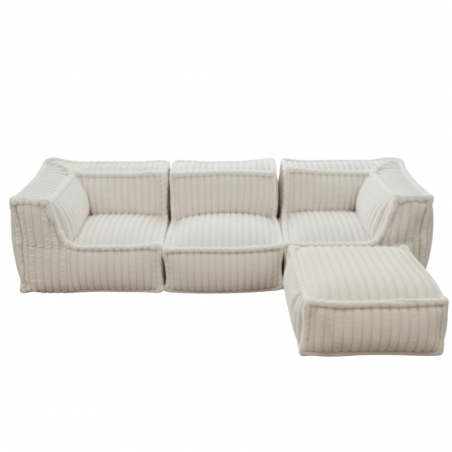 Canapé modulable 4 places avec méridienne en Fourrure côtelée