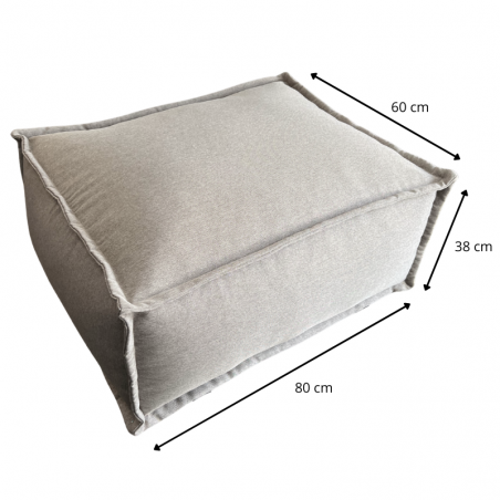 Pouf méridienne pour canapé modulable en effet lin 80x60x38 cm