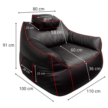 Pouf gaming en similicuir dimensions