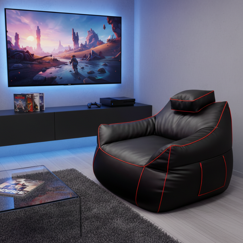 Pouf gaming en similicuir 100x110 cm