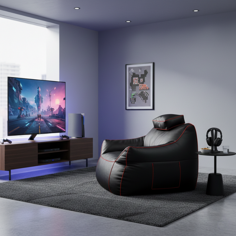 Pouf gaming en similicuir 100x110 cm