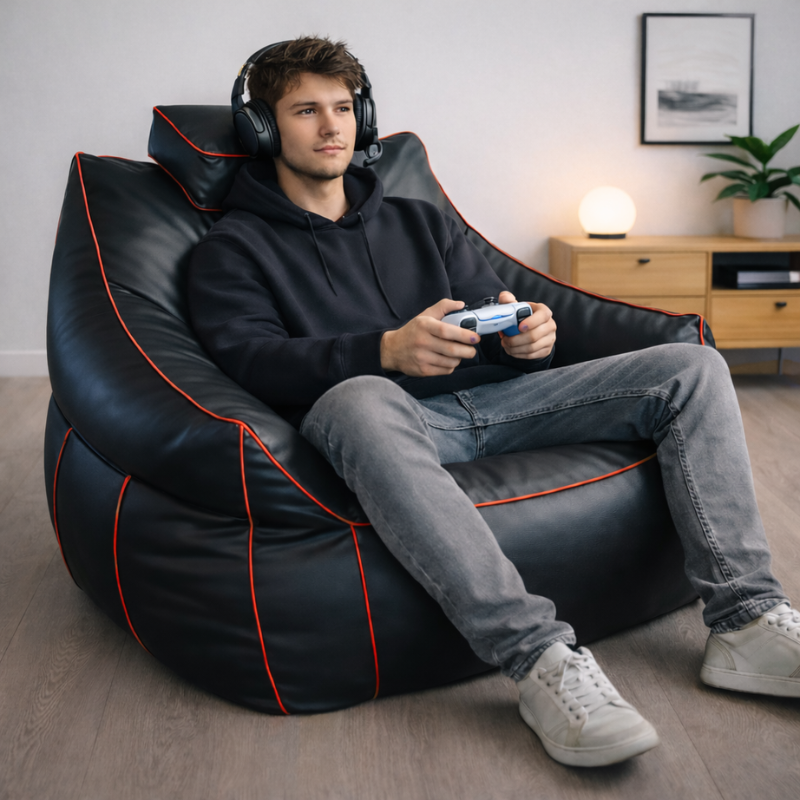 Pouf gaming en similicuir 100x110 cm