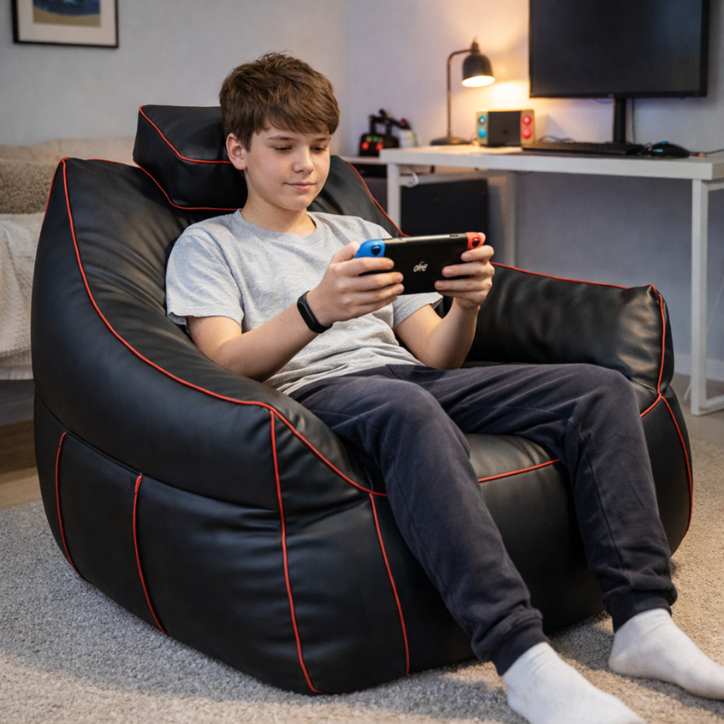 Pouf gaming en similicuir 100x110 cm