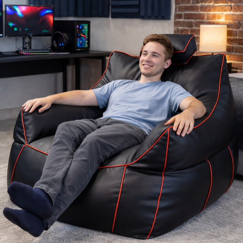 Pouf gaming en similicuir 100x110 cm