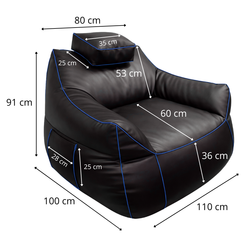 Pouf gaming en similicuir 100x110 cm