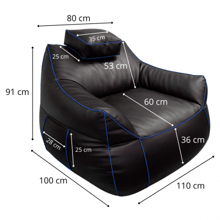 Pouf gaming en similicuir 100x110 cm