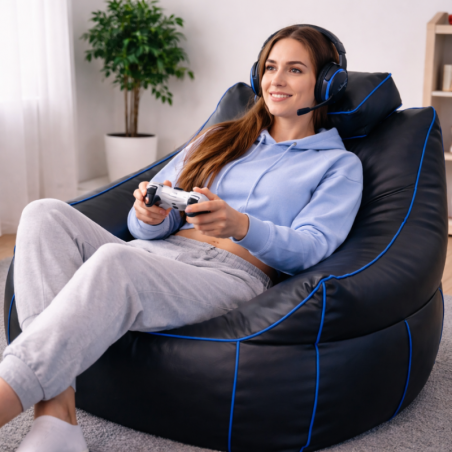 Pouf gaming en similicuir 100x110 cm