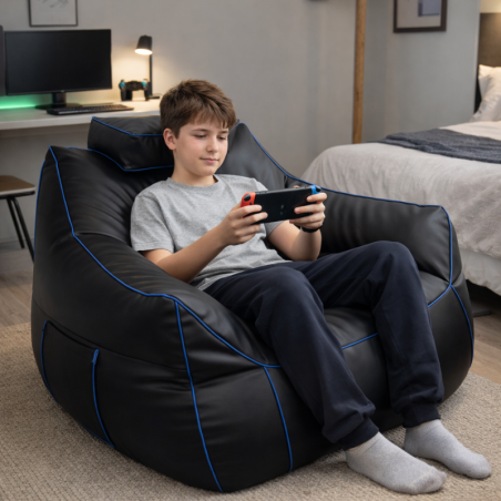 Pouf gaming en similicuir 100x110 cm