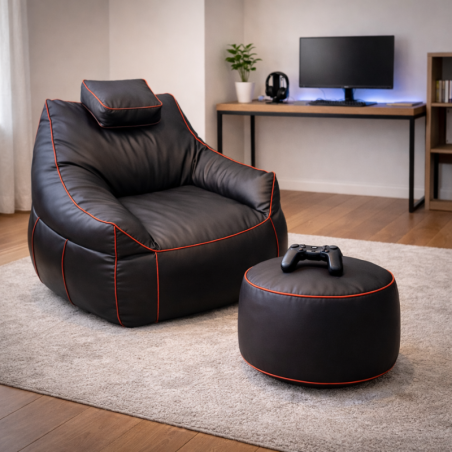 Pouf gaming et repose-pieds en similicuir