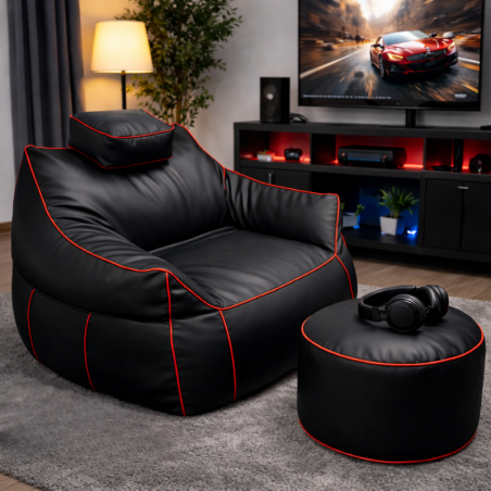 Pouf gaming et repose-pieds en similicuir