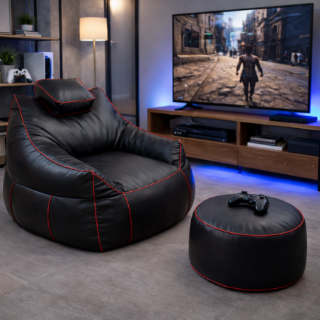 Pouf gaming et repose-pieds en similicuir