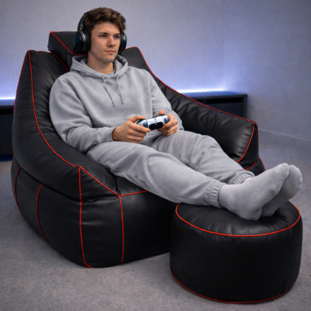 Pouf gaming et repose-pieds en similicuir