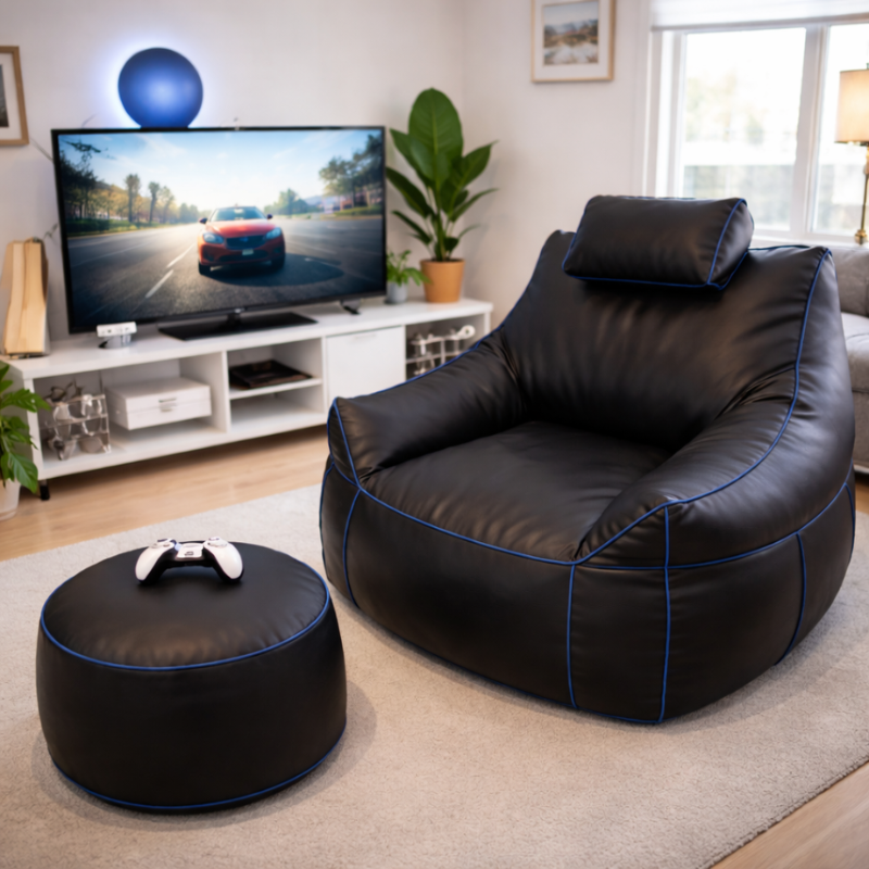 Pouf gaming et repose-pieds en similicuir