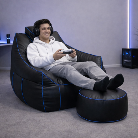 Pouf gaming et repose-pieds en similicuir