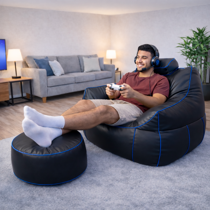 Pouf gaming et repose-pieds en similicuir