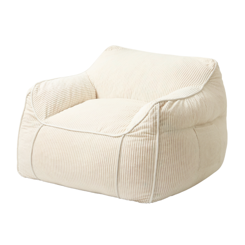 Pouf fauteuil en velours côtelé
