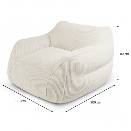 Pouf fauteuil en velours côtelé