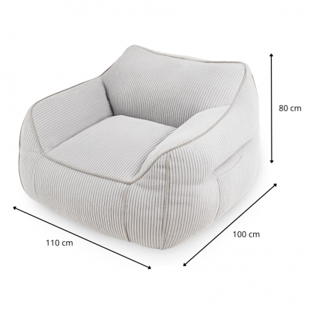 Pouf fauteuil en velours côtelé