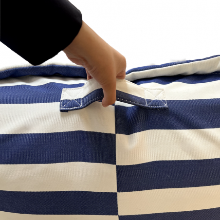 Pouf extérieur à rayures