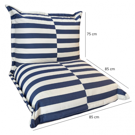 Pouf extérieur à rayures