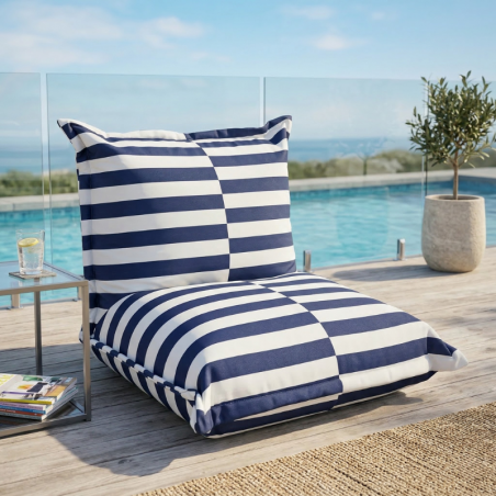 Pouf extérieur à rayures