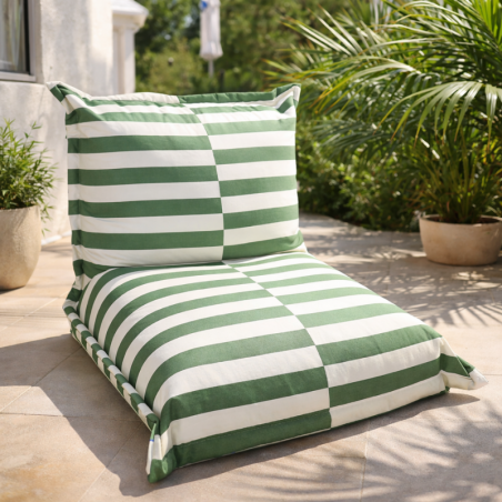 Pouf extérieur à rayures