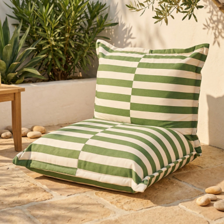 Pouf extérieur à rayures