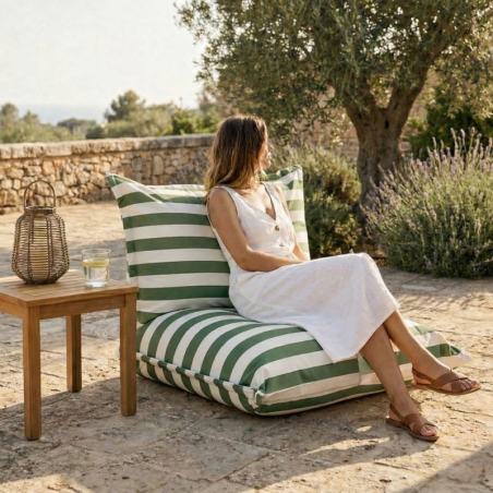 Pouf extérieur à rayures