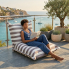 Pouf extérieur à rayures
