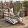 Pouf extérieur à rayures