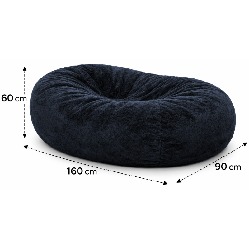 pouf long géant en fausse fourrure 160 cm