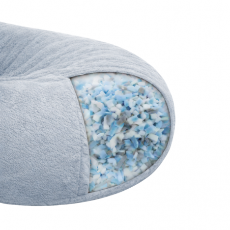 pouf long géant en fausse fourrure rembourré de flocons de mousse