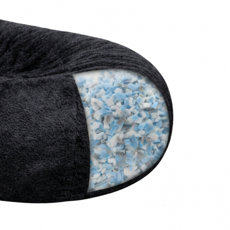 pouf long géant en fausse fourrure rembourré de flocons de mousse